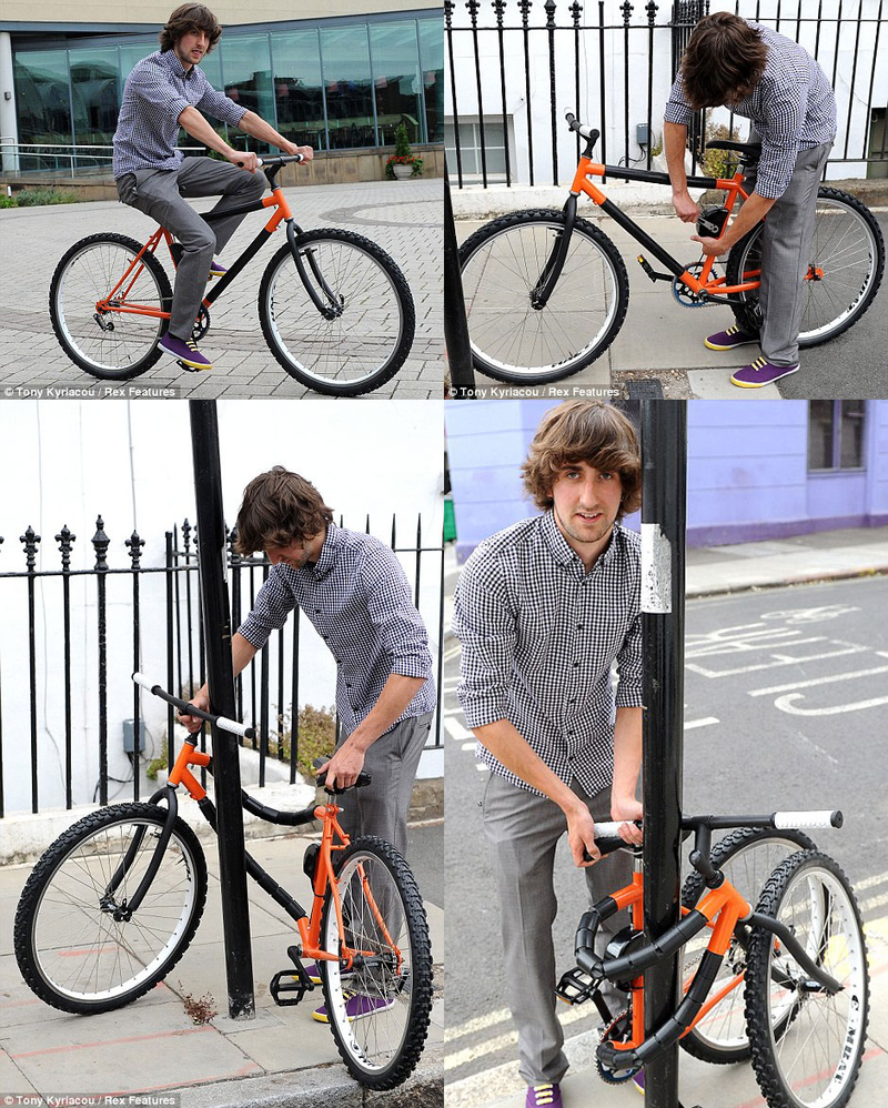 Illustration for article titled This Bendable Bike Can Tie Itself to a Lamp Post